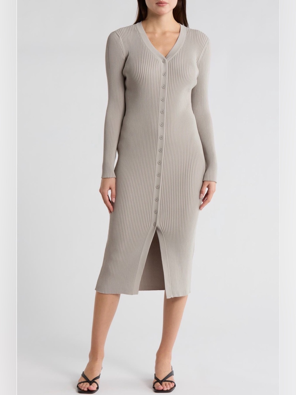 1.STATE
Rib Knit Cardigan Midi Dress